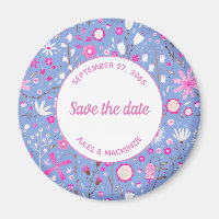 Botanical Blue Wildflower Floral Save the Date