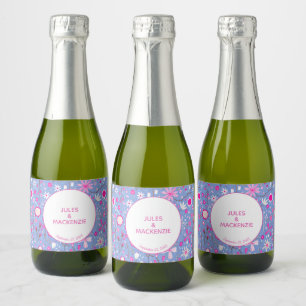 Botanical Blue Wildflower Floral Sparkling Wine Label