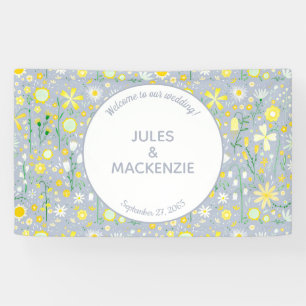 Botanical Blue Wildflower Floral Wedding Banner