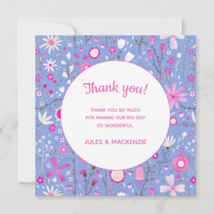 Botanical Blue Wildflower Floral Wedding Thank You