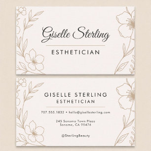Botanical Blush and Black Aesthetician Beauty Business Card