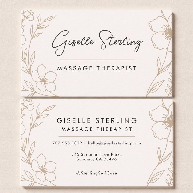 Botanical Blush and Black Holistic Therapy Business Card (Creator Uploaded)