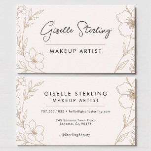 Botanical Blush and Black Makeup Artist Beauty Business Card