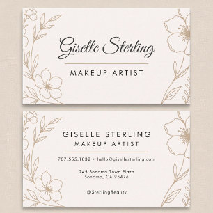 Botanical Blush and Black Makeup Artist Beauty Business Card