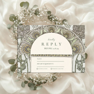 Botanical Blush Arch Art Nouveau wedding RSVP Card