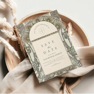 Botanical Blush Arch Art Nouveau wedding Save The Date