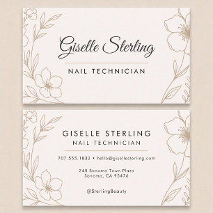 Botanical Blush Black Nail Technician Beauty Business Card