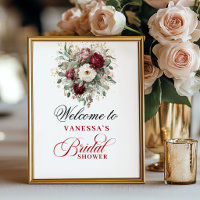 Botanical Blush Burgundy Bridal Shower Welcome