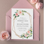 Botanical blush floral geometric wedding invitation<br><div class="desc">A pink blush Floral design with a geometric frame with text in the middle.
The pink blush flowers are perfect for your summer and spring wedding themes.
You can change the wording,  text size,  colour and font on this template.</div>