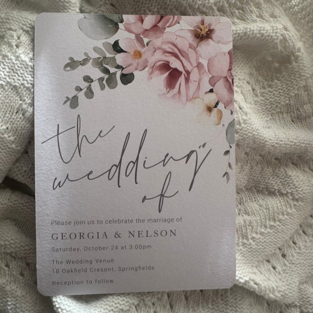 Botanical Blush Floral Modern Wedding Invitation (Creator Uploaded)