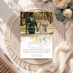 Botanical Blush Peach Photo Wedding Thank You Card