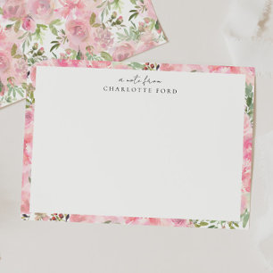 Botanical Blush Pink Peony Rose Girly Floral Frame Card