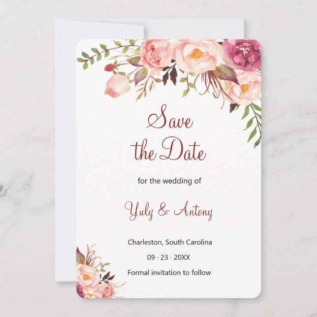 Botanical Blush Rose Garden Announcement (Front)