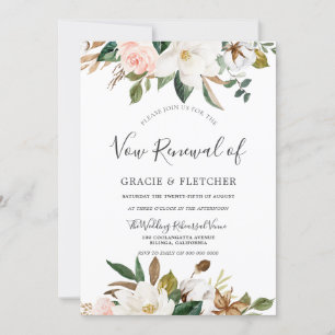 Botanical Blush White Floral Vow Renewal Invitation