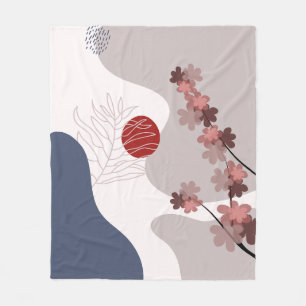 Botanical Boho Blue Magenta Fleece Blanket