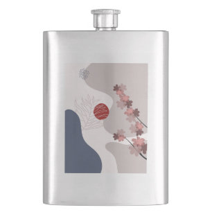 Botanical Boho Blue Magenta Hip Flask