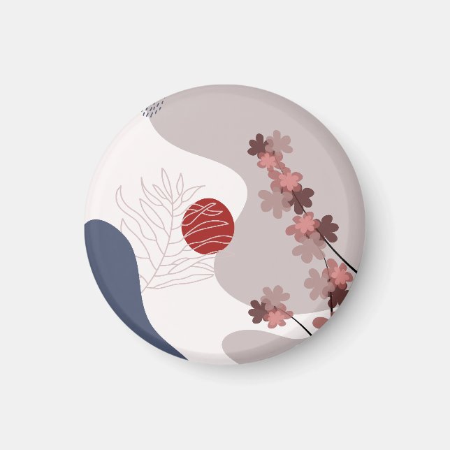 Botanical Boho Blue Magenta Magnet (Front)