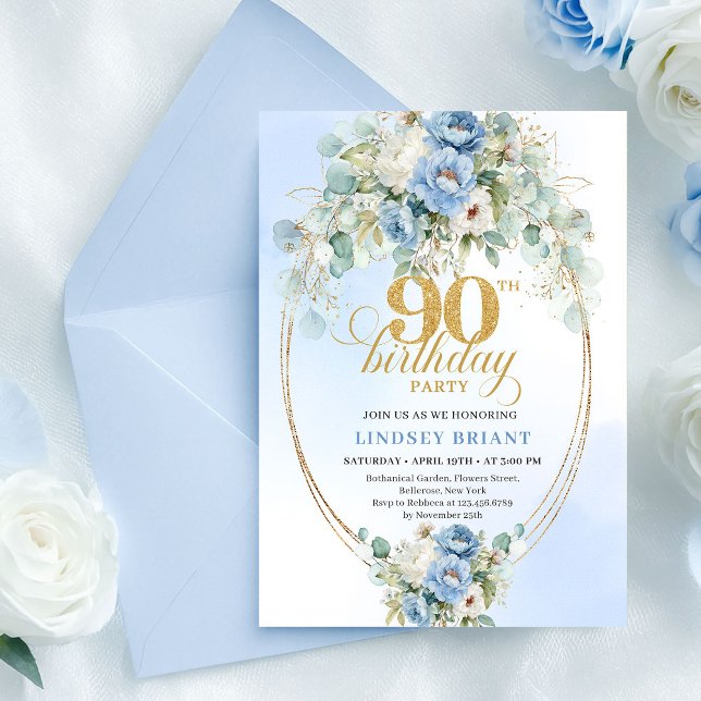Botanical Boho Blue Peonies Eucalyptus Invitation (Botanical Boho Blue Peonies Eucalyptus Invitation)