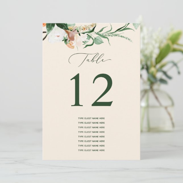 Botanical Boho Custom Guest Name Table Number (Standing Front)