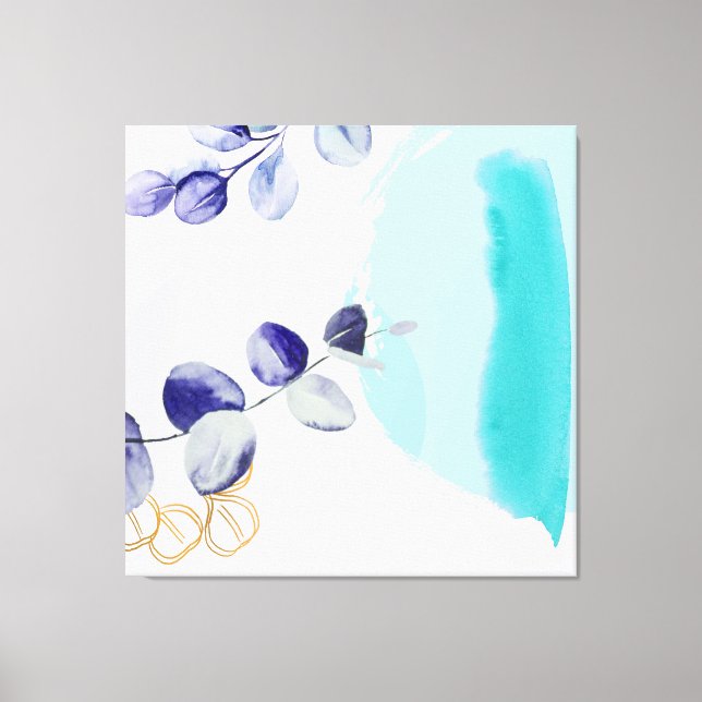 Botanical Boho Cyan Purple Canvas Print (Front)