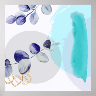 Botanical Boho Cyan Purple Poster