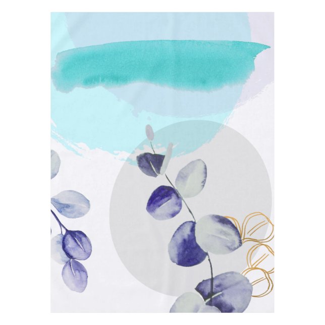 Botanical Boho Cyan Purple Tablecloth (Front)
