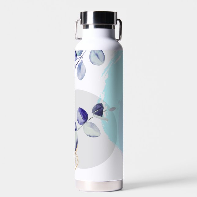 Botanical Boho Cyan Purple  Water Bottle (Front)