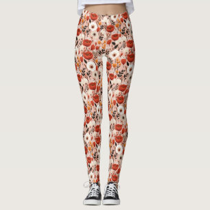 Botanical Boho Fall Wildflowers Meadow Pattern Leggings
