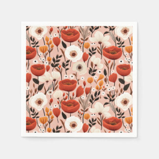 Botanical Boho Fall Wildflowers Meadow Pattern Napkin