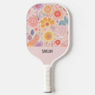 Botanical Boho Floral Abstract Personalised Pickleball Paddle
