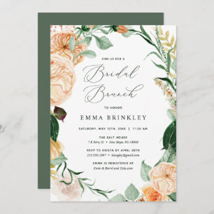 Botanical Boho Floral Neutral Blooms Bridal Brunch Invitation