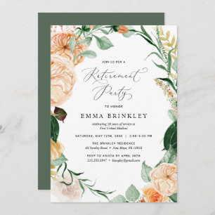 Botanical Boho Floral Neutral Retirement Party Inv Invitation