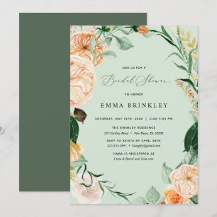 Botanical Boho Floral Pastel Sage Bridal Shower Invitation