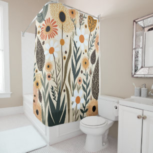 Botanical Boho Flowers Plants Design 389 Shower Curtain