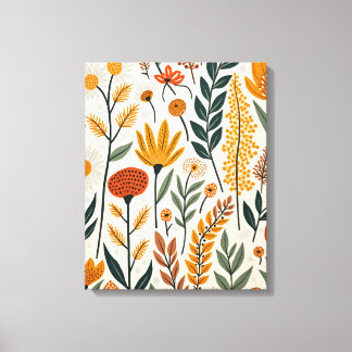 Botanical Boho Flowers Plants Design 390 Canvas Print