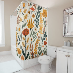 Botanical Boho Flowers Plants Design 390 Shower Curtain