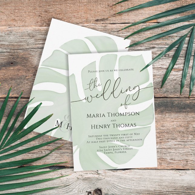 Botanical Boho Foliage Green Palm Leaf Watercolor Invitation (Creator Uploaded)