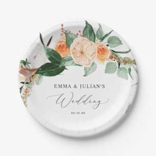 Botanical Boho Greenery Bloom Personalised Wedding Paper Plate