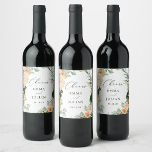 Botanical Boho Greenery Neutral Wedding Favour Wine Label