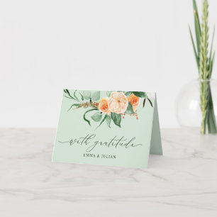 Botanical Boho Greenery Personalised Names Wedding Thank You Card