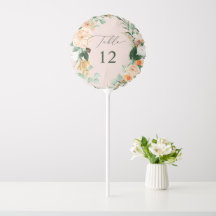 Botanical Boho Greenery Pink Wedding Table Number