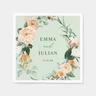 Botanical Boho Greenery Sage Personalised Wedding Napkin
