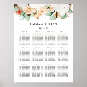 Botanical Boho Greenery Wedding Seating Chart 