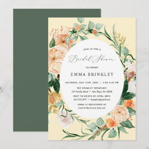 Botanical Boho Greenery Yellow Bridal Shower Invitation