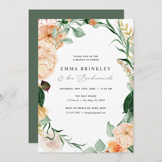 Botanical Boho Neutral Bridesmaids Luncheon Brunch Invitation (Front/Back)