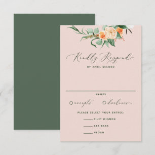 Botanical Boho Neutral Greenery Blush Pink Wedding RSVP Card