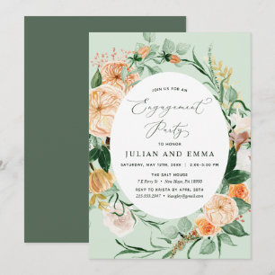 Botanical Boho Pastel Green Engagement Party Invitation
