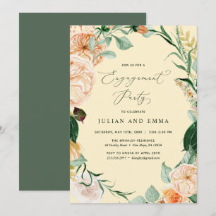 Botanical Boho Pastel Yellow Engagement Party Invitation