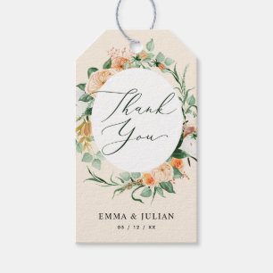 Botanical Boho Peach Greenery Modern Floral Favour Gift Tags