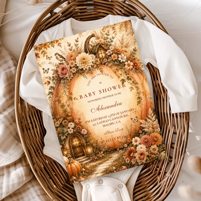 Botanical Boho Pumpkin Baby Shower Invitation (Creator Uploaded)
